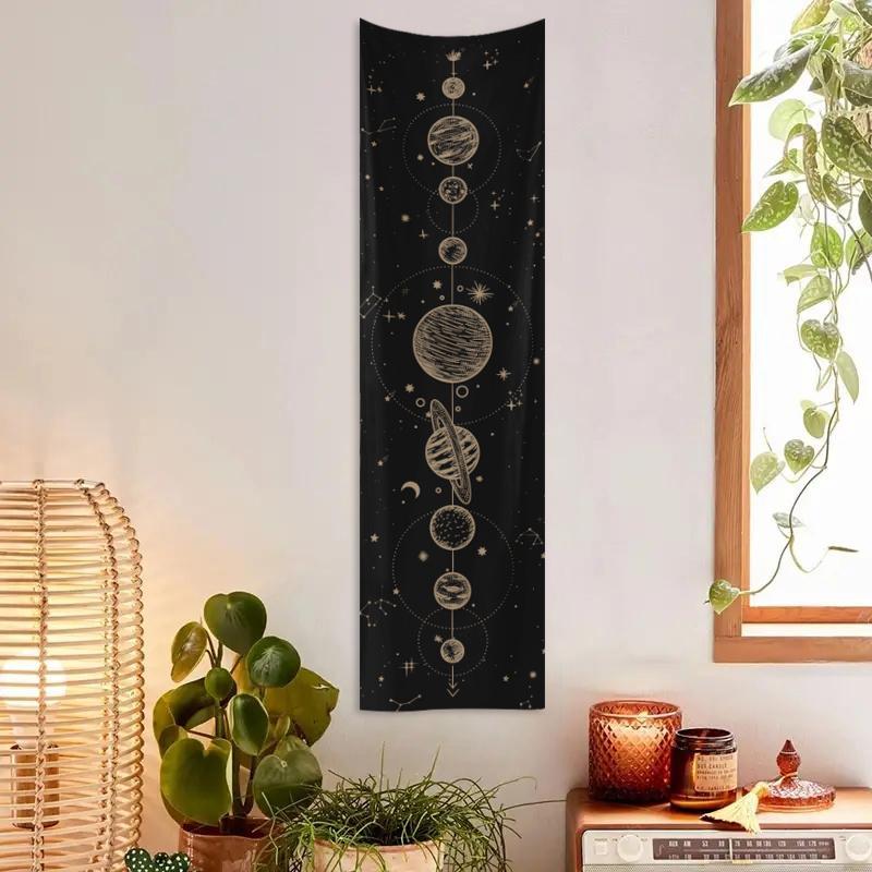 Moon Pattern Tapestry, 1 Count Ramadan Mubarak Wall Hanging Background Decor, Decorative Wall Art For Home Living Room Bedroom Dormitory, Ramadan Decorations for Home, Mubarak Decorations