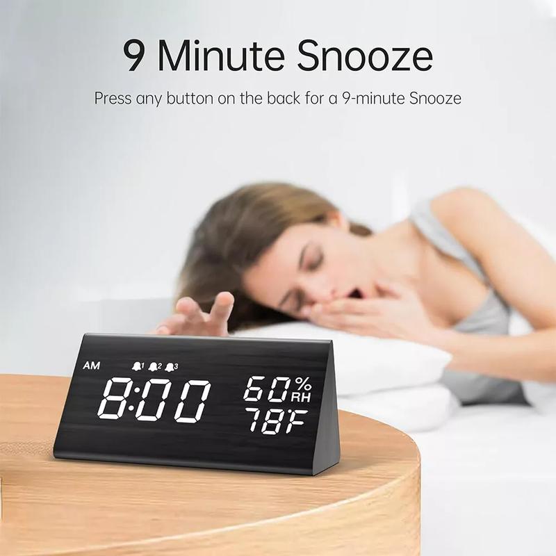 Digital Alarm Clock, [Newest] LED Alarm Clock, Large Display Desk Clock with Tem