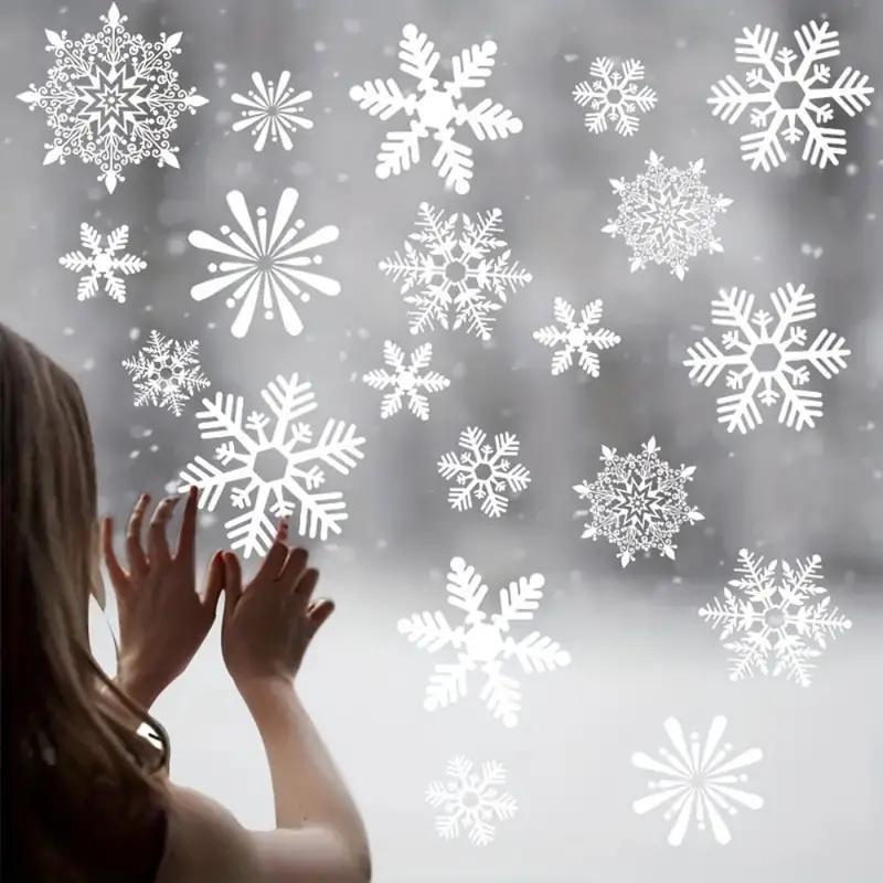 Snowflake Pattern Window Sticker, 4 Counts set Static Electricity Window Decal, Window Decorative Sticker for Home Party Festival