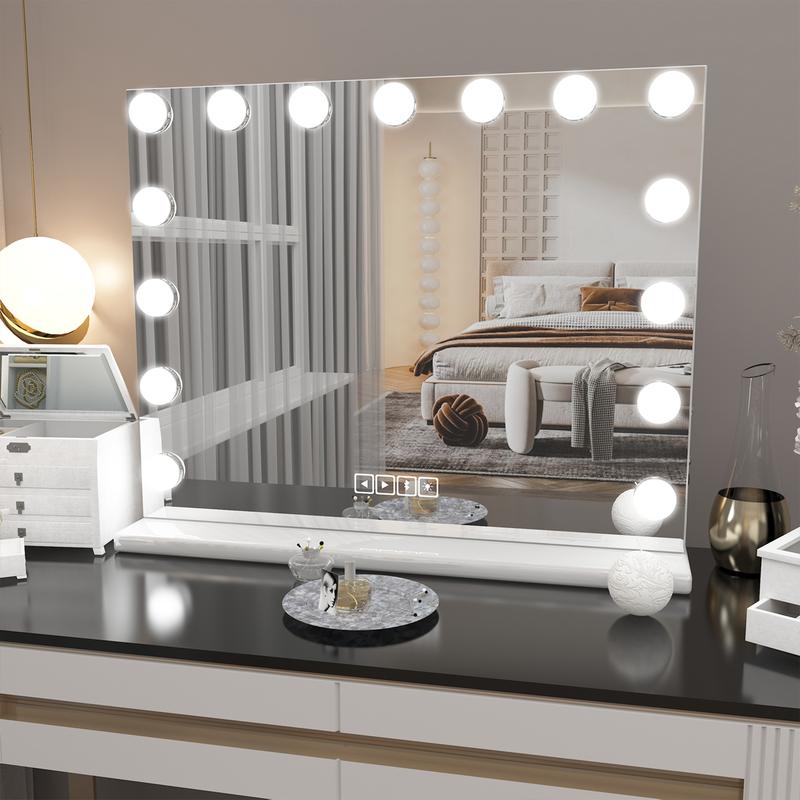 Vanity Mirror with Lights Bluetooth Hollywood Makeup Mirror, Large Vanity Lighted Mirror, Hollywood Mirror with 3 Color Modes