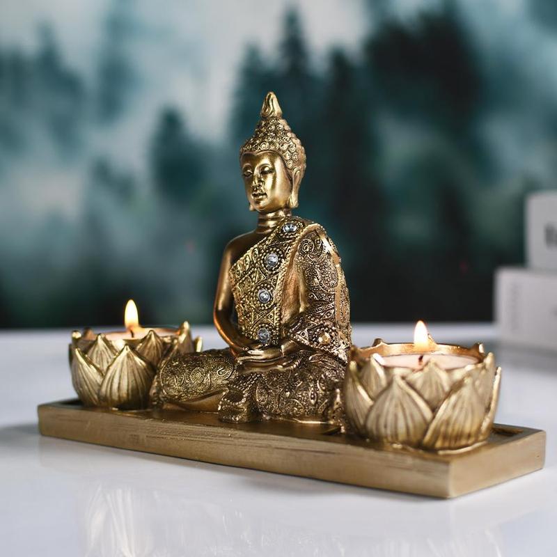 Mini Buddha Statue Design Candle Holder, Vintage Candle Holder, Decorative Candle Holder for Home Party Wedding