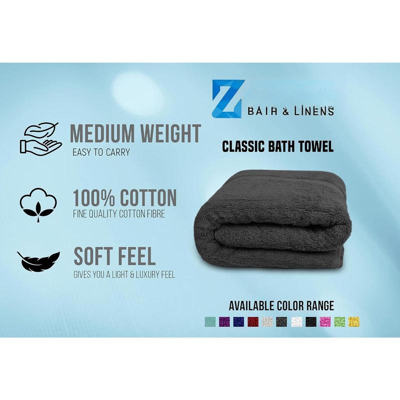 Premium Bath Towels Pack of 4,  Cotton Towels for Bathroom (30x60 Inches, Grey), Absorbent Bath Towels, Lightweight, Dry Quickly, Tailored for Your Everyday Needs