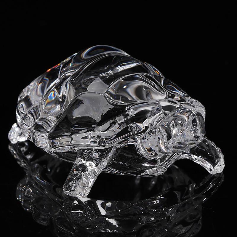 Clear Turtle Shaped Glass Ornament, Lifelike Turtle Decoration, Fengshui Decoration for Home Office Desk, Birthday Party Decoration