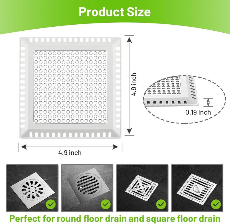 Drain Hair Catcher,Shower Drain Cover Hair Catcher Shower Drain Strainer for Bathroom Floor,Square Shower Hair Drain Catcher to Keep Away from Clogged Drain-No Rust!