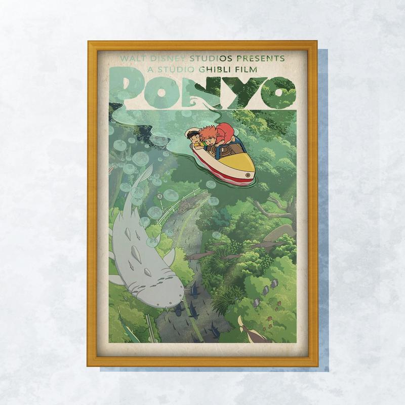 Ponyo Poster, Studio Ghibli Print Anime Poster, Hayao Miyazaki Movie Ponyo Spirited Away Anime Posters