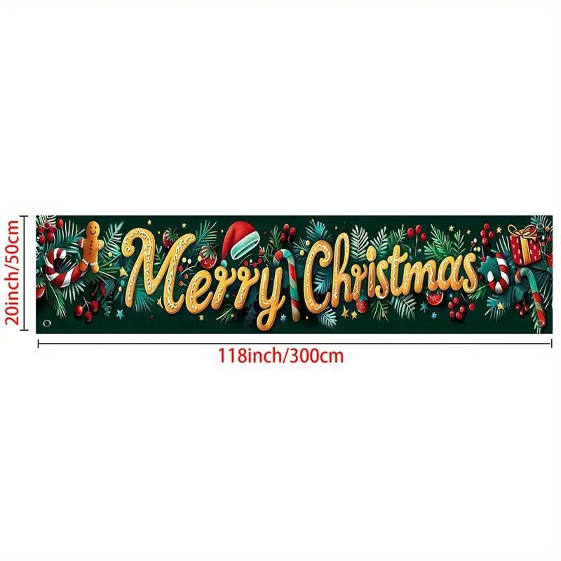 Merry Christmas Banner, 1 Count Outdoor Christmas Banner, Garden Decoration Banner, Festive & Party Supplies, Home Decor, Party Supplies