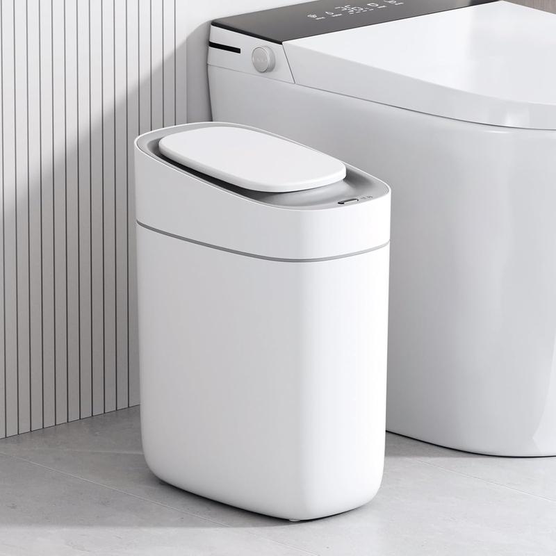 Automatic Bathroom Trash Can with Lid 2.5 Gallon Slim Sensor Garbage Can, 9L Narrow Plastic Trash Bin,  Motion Sensor Trash Bin for Bedroom, Living Room, Narrow Space