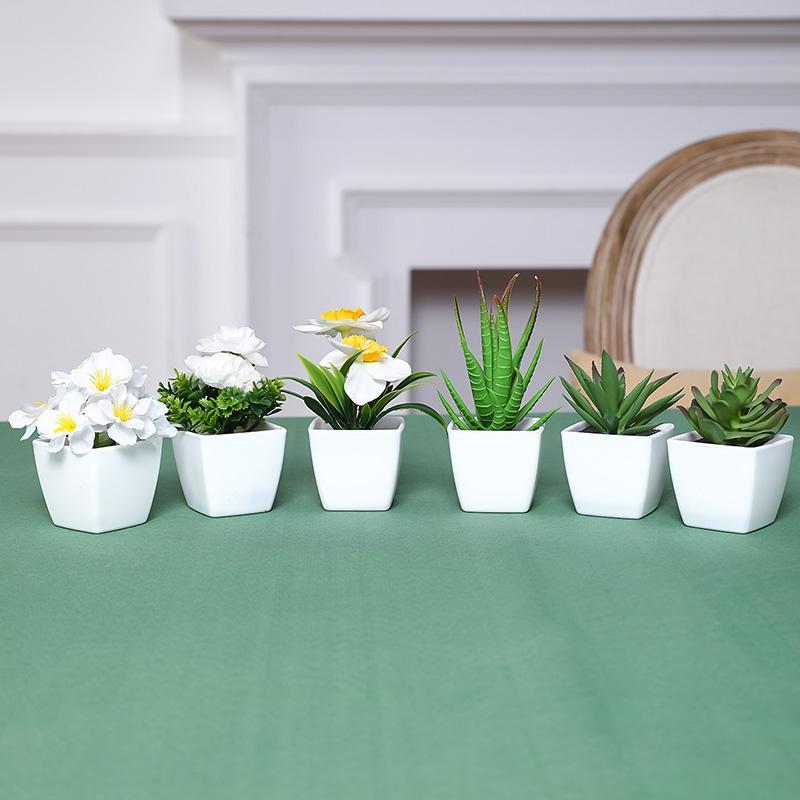 Artificial Potted Plant, 6 Counts Mini Fake Potted Succulent, Decorative Plant for Home Living Room Bedroom Dining Room