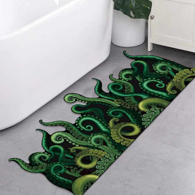 Octopus Pattern Bathroom Mat, 1 Count Non-slip Absorbent Bathroom Rug, Irregular Bath Mat, Decorative Floor Mat for Home Bathroom Kitchen