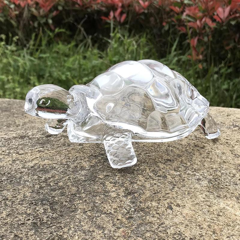 Clear Turtle Shaped Glass Ornament, Lifelike Turtle Decoration, Fengshui Decoration for Home Office Desk, Birthday Party Decoration