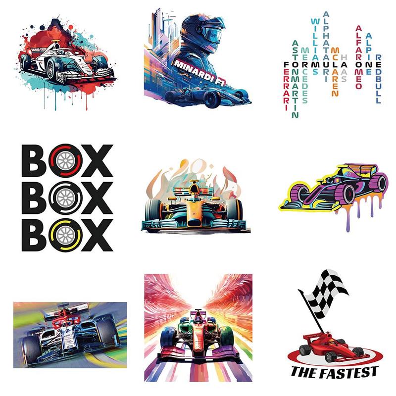 Race Car Series Sticker, 50pcs set Waterproof Self Adhesive Decor Paper, Decor Sticker for Gift Greeting Card Water Bottle Laptop Phone