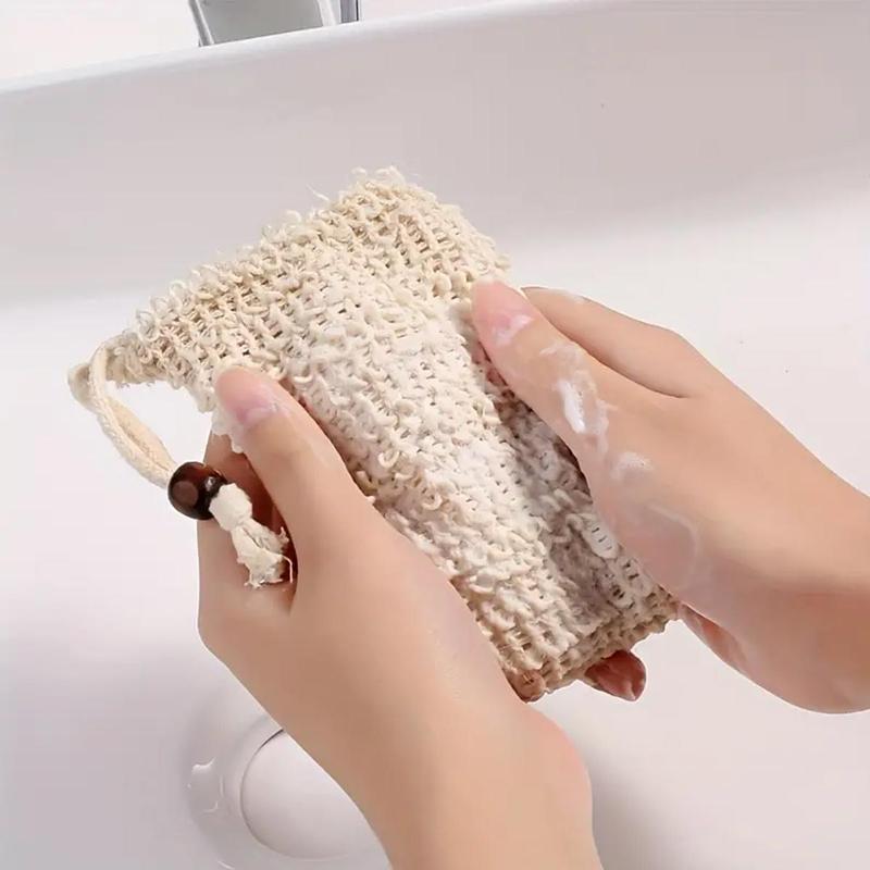 Exfoliating Soap Bar Saver Pouch, 5pcs set Facial Cleaning Soap Foaming Net Bag with Drawstring, Shower Cleaning Sponge Bag