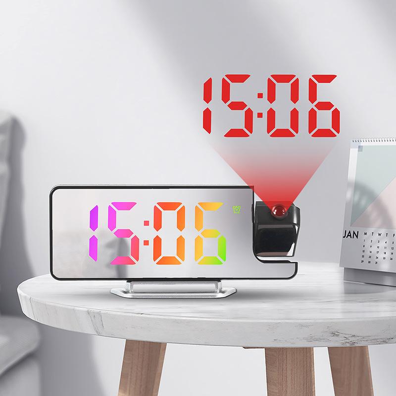 Projection Alarm Clock for Bedroom, Digital Clock with 180° Rotatable Projector, 7.9'' Large Display LED Alarm Clock with Temperature, Snooze, Adjustable Brightness, for Home