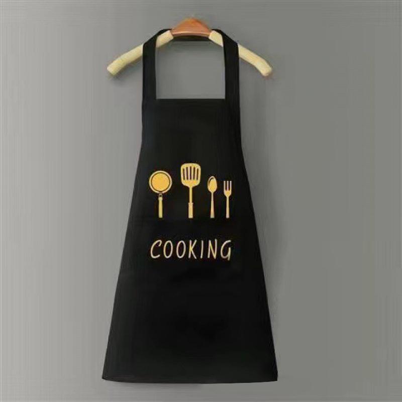 Cooking Utensils Pattern Apron, Waterproof & Oil-proof Cooking Apron with Pocket, Kitchen Household Cooking Apron