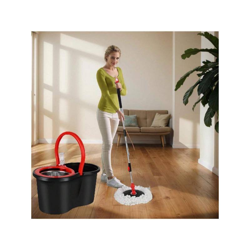 Spin Mop And Bucket With Wringer Set, 360° Spinning Mop Bucket System With 3 Microfiber Mop Replacement Heads, 61