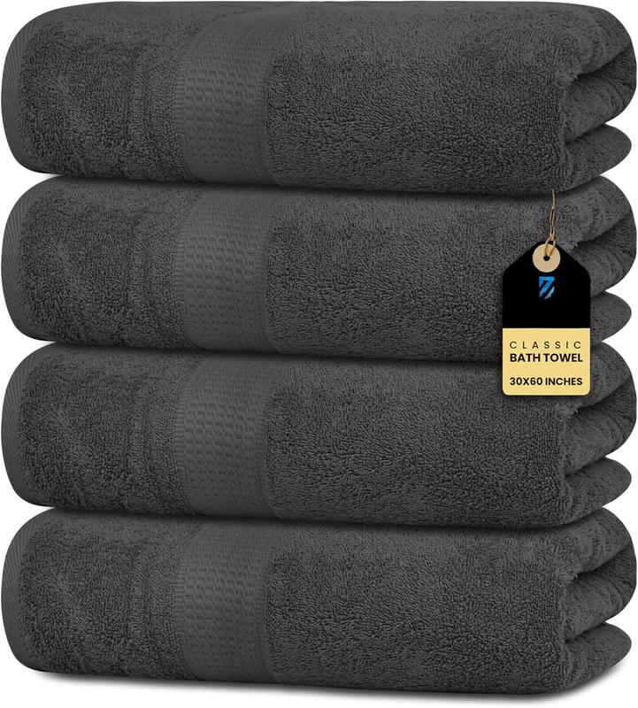 Premium Bath Towels Pack of 4,  Cotton Towels for Bathroom (30x60 Inches, Grey), Absorbent Bath Towels, Lightweight, Dry Quickly, Tailored for Your Everyday Needs