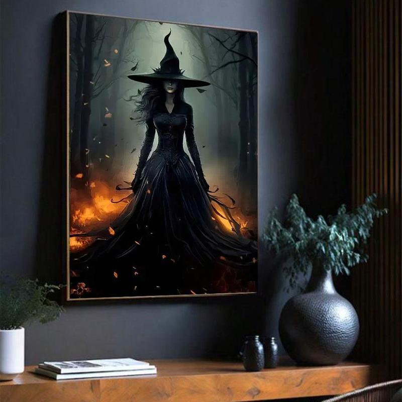 Witch Pattern Canvas Painting without Frame, 1 Count Modern Wall Art Painting, Wall Art Decor for Home Living Room Bedroom Office School