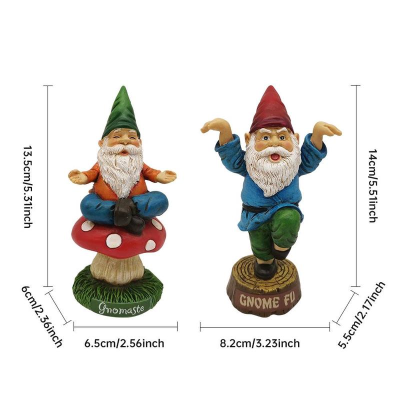 Gnome & Mushroom Design Resin Decoration, 2 Counts Cute Creative Desktop Ornament, Home Decor Supplies for Living Room Bedroom Office