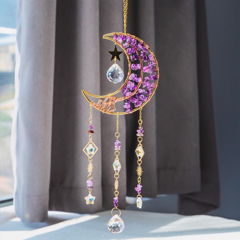 Moon Catcher Crystal Wind Chime Home Decoration Hanging Hand Tree Ornaments Hangable