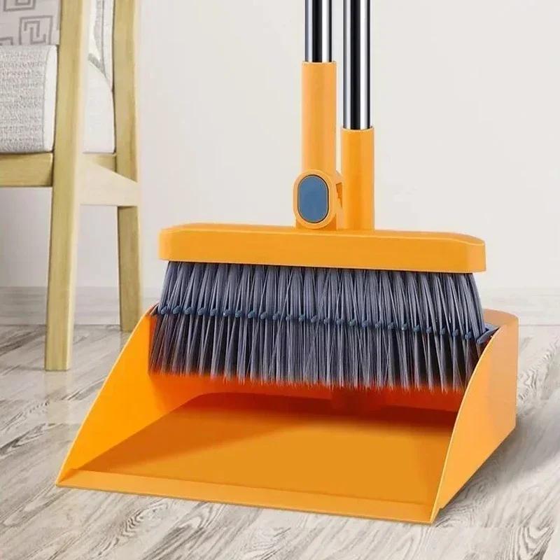 Brush And Shovel Broom And Dustpan Combination Set Vertical Folding Soft Fur Non-viscous Sweeping Broom 2 Pcs  set  Smooth Cleaning glass cleaners