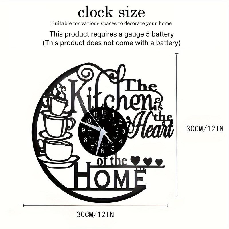 Letter Pattern Wall Hanging Clock, 1 Count Battery Powered Creative  Kitchen Home Coffee Theme Hanging Silent Clock, Home Decor for Living Room Bedroom Kitchen Office(without Battery)