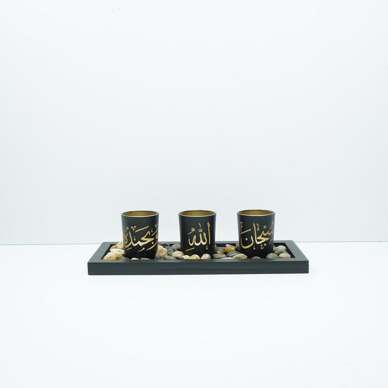 Modern Islamic Themed Candle Holder, 1 Set Including 3 Candle Holder, Desktop Decorative Candle Holder for Home Office Party (without Candles)