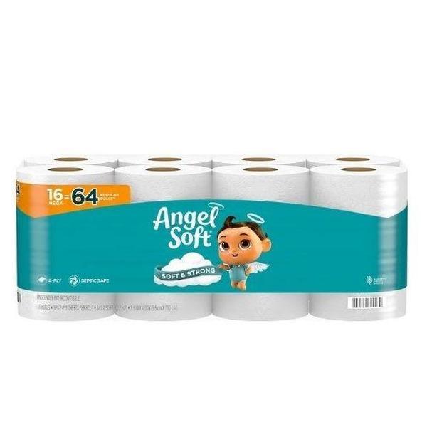 Toilet Paper, 16 Mega Rolls = 64 Regular Rolls, Soft and Strong Toilet Tissue Pack Wipes