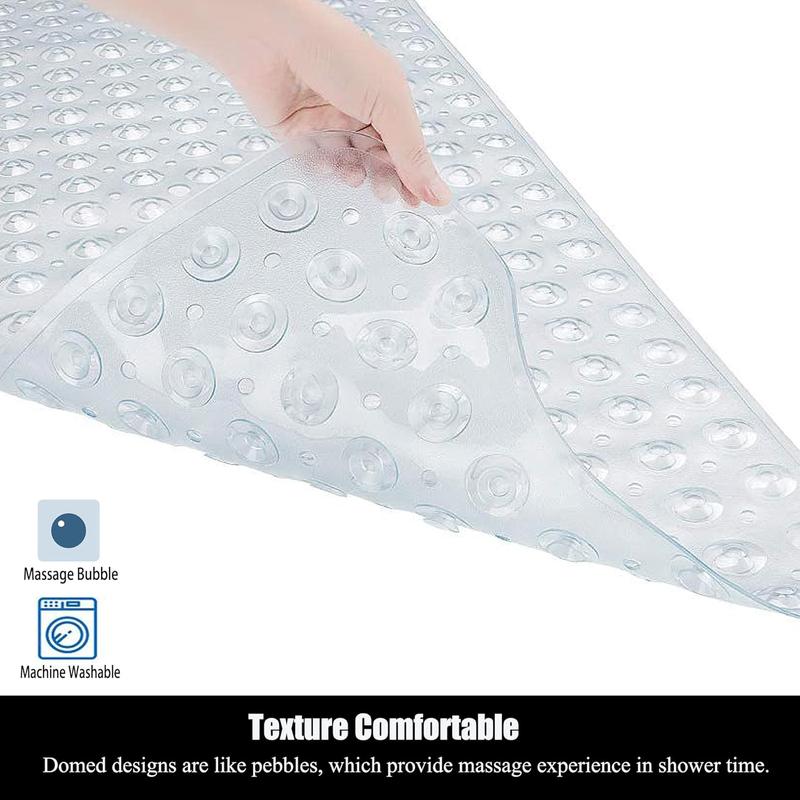 Bathtub and Shower Mats, 28 x 15 Inch Non-Slip Bath Mat, Machine Washable Bath Tub Mat with Suction Cups & Drain Holes for Bathroom, Beige