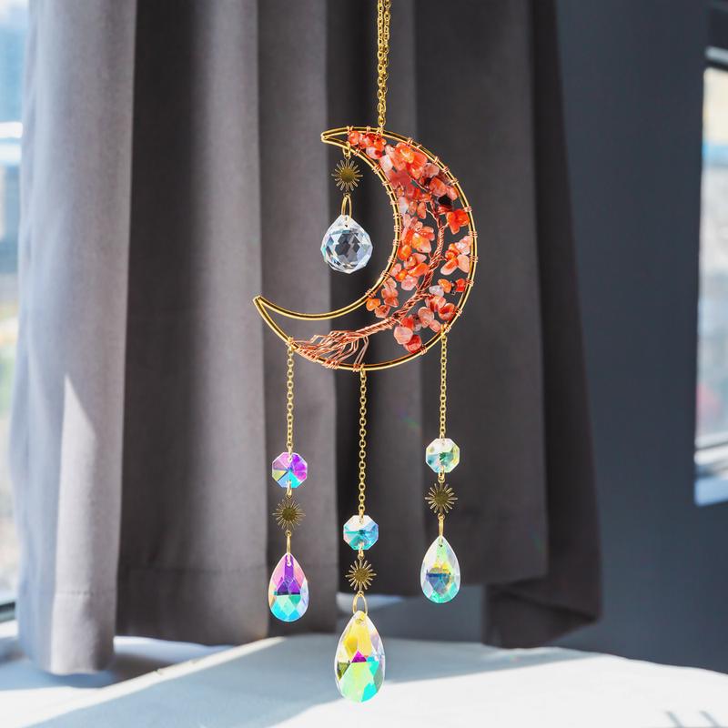 Moon Catcher Crystal Wind Chime Home Decoration Hanging Hand Tree Ornaments Hangable