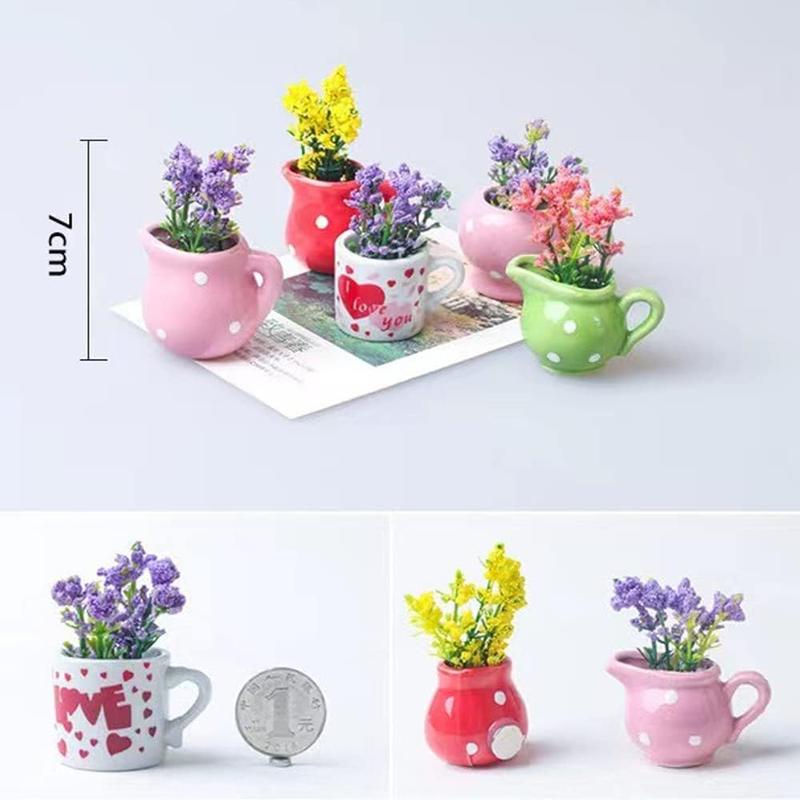 Cute Plant Fridge Magnets Funny Mini Plant Magnets for Fridge, Simulation Ceramic Flower Vase 3D Refrigerator Magnet Set 6 Pack,Decoration for Kitchen,House,Office,Whiteboard