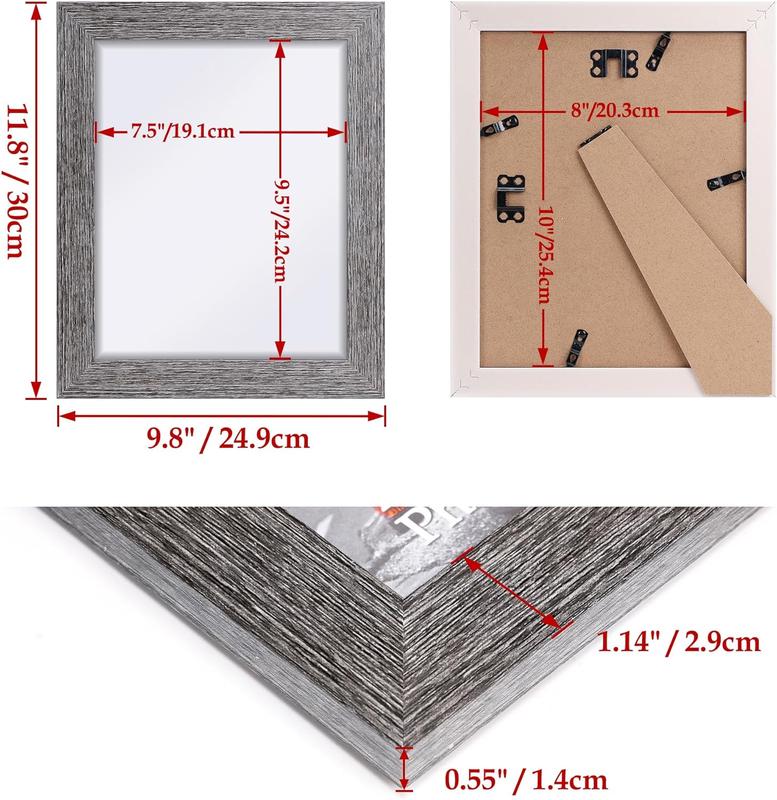 4 Multi Color 8x10 Picture Frames Set, Distressed Rustic 8 x 10 Photo Frames for 8 by 10 inch Pictures for Tabletop and Wall Collage