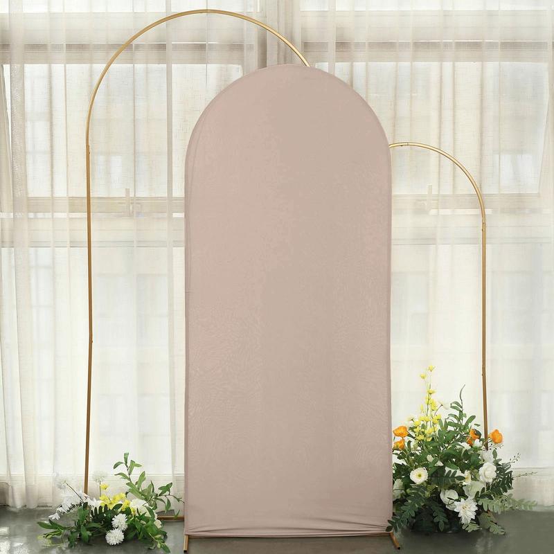 6FT Matte Gold Spandex Fitted Wedding Arch Cover For Round Top Chiara Backdrop Stand, Photography Backdrop, Wedding Decor Stand Covers, Photo Booth Arch, Round Backdrop Covers, Round Board Backdrop, Simple Backdrop, Arch Spandex Cover