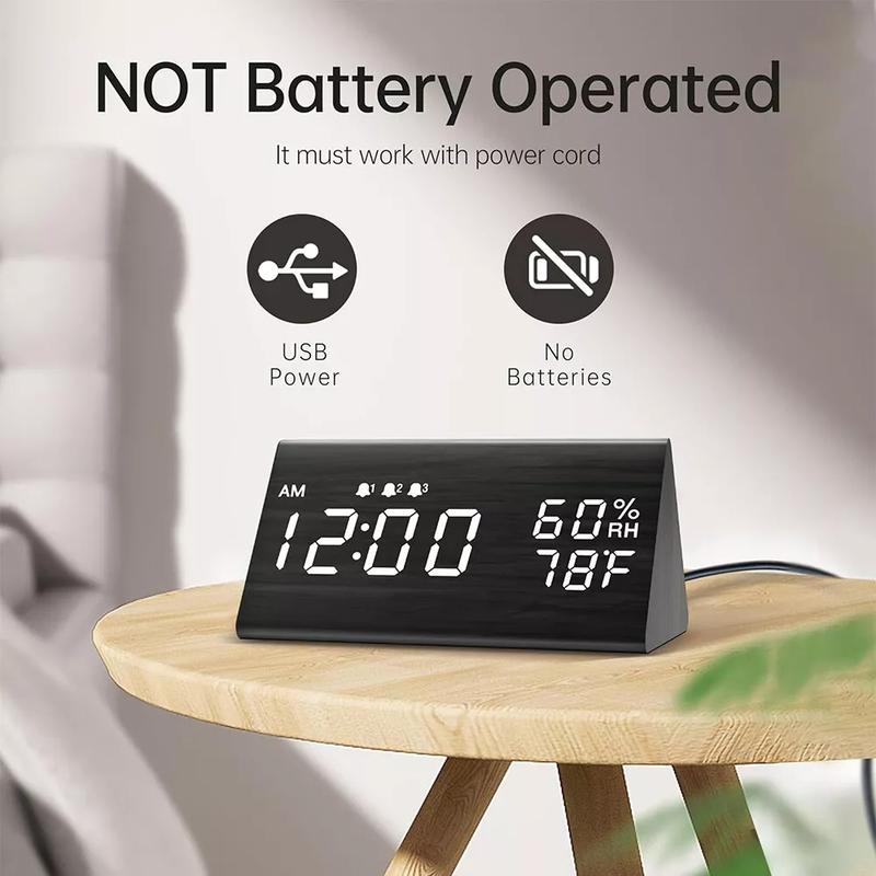 Digital Alarm Clock, [Newest] LED Alarm Clock, Large Display Desk Clock with Tem