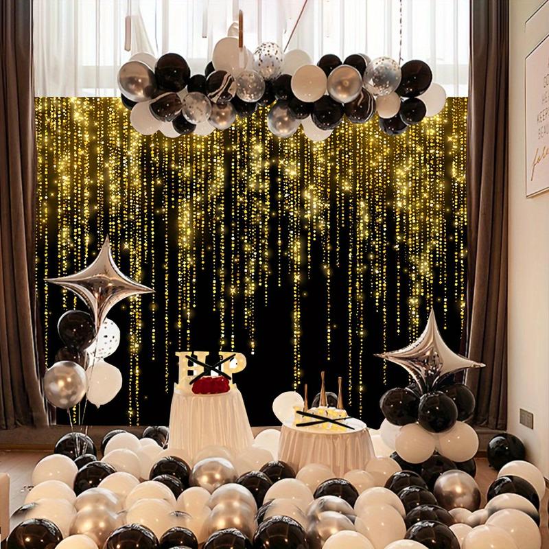 Glitter String Curtain Backdrop, 1 Count Romantic Glitter Photography Backdrop, Decorative Backdrop for Graduation, Masquerade, New Year, Holiday Party