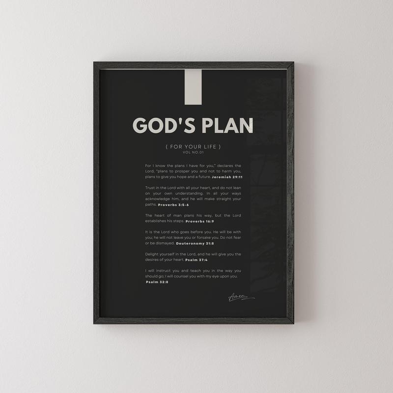 God's Plan For Your Life Poster No Framed, Promises Of God Poster, Black And White Wall Art, Religious Decor, Modern Christian Home Decor, Scripture Wall Decor, Gifts For Her, Wall Art, Wall Room Decor