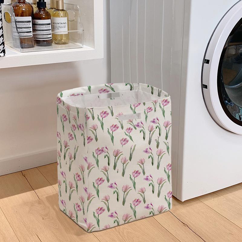 Floral Print Storage Basket, Foldable Laundry Basket, Clothes Storage Basket, Household Storage Basket for Home Bathroom