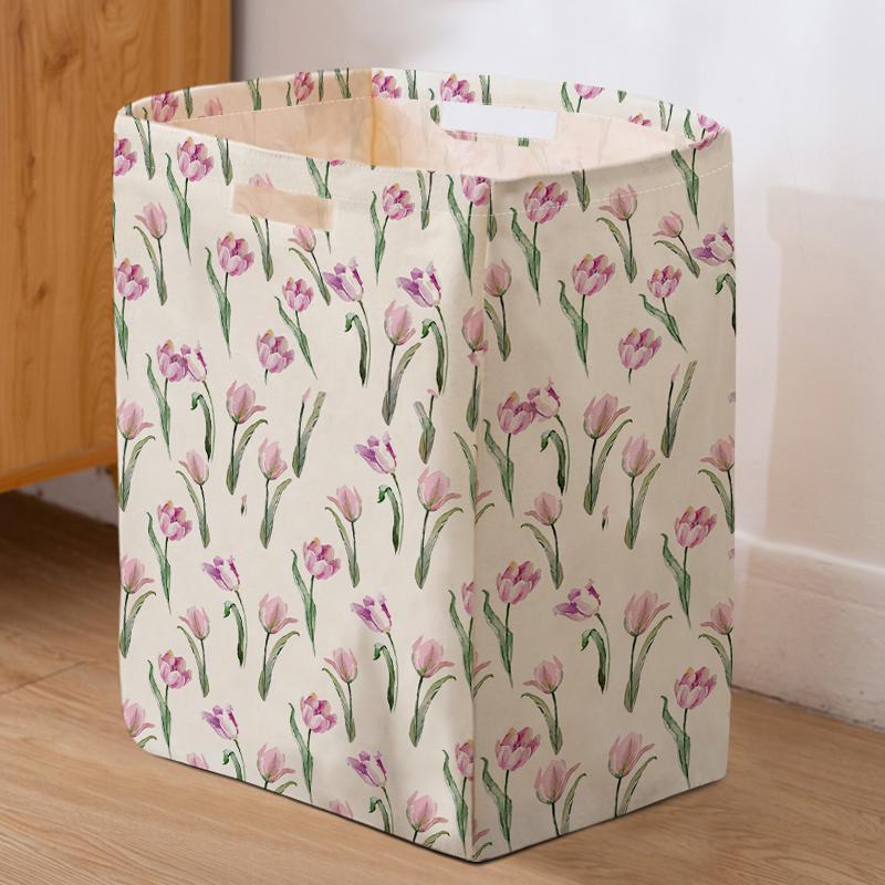 Floral Print Storage Basket, Foldable Laundry Basket, Clothes Storage Basket, Household Storage Basket for Home Bathroom