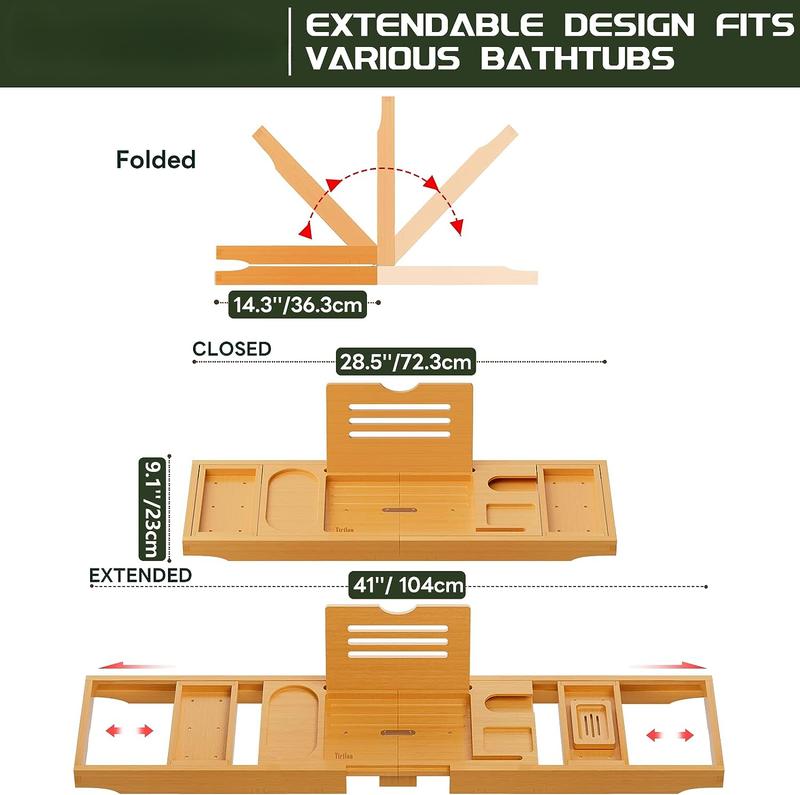 Premium Bathtub Tray Caddy - Expandable Bath Tray - Unique House Warming Gifts, New Home, Anniversary & Wedding Gifts for Couple, Bridal Shower Gift for Women