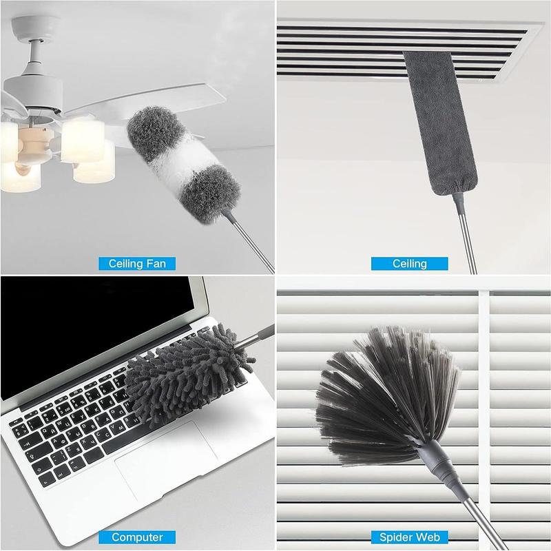 7pcs Microfiber Dust Remover Extension Rod Set, Flexible Feather Duster, Household Cleaning Tool for Ceiling, Furniture, Household  Duster Brush Cleaning Tools, Cleaning Supplies, Essential Items for Home