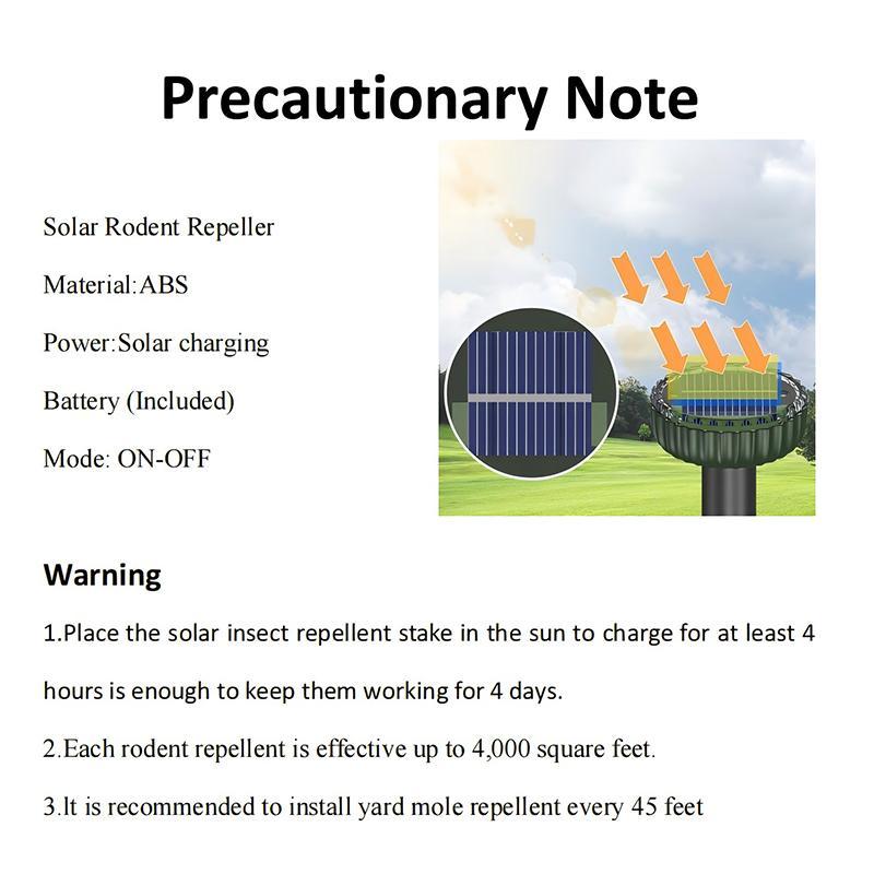 Solar Powered Groundhog Repellent, Ultrasonic Ground Mouse Rat Deterrent Nail, Suitable for Lawn Farm Garden Yard Grass Park Vegetable, Christmas Gift