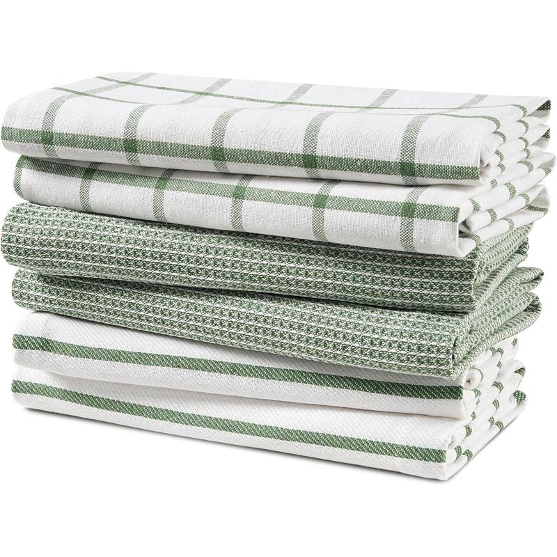 Kitchen Towel Set - 6 Pack Cotton Dish Towels for Drying Dishes, 18