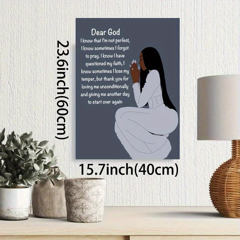 Christmas Gift - No Framed Pray wall art, African American Woman Art, Afro Girl Art Canvas painting Wall Art Prints Poster Wall Picture Decor wall art tapestry wall