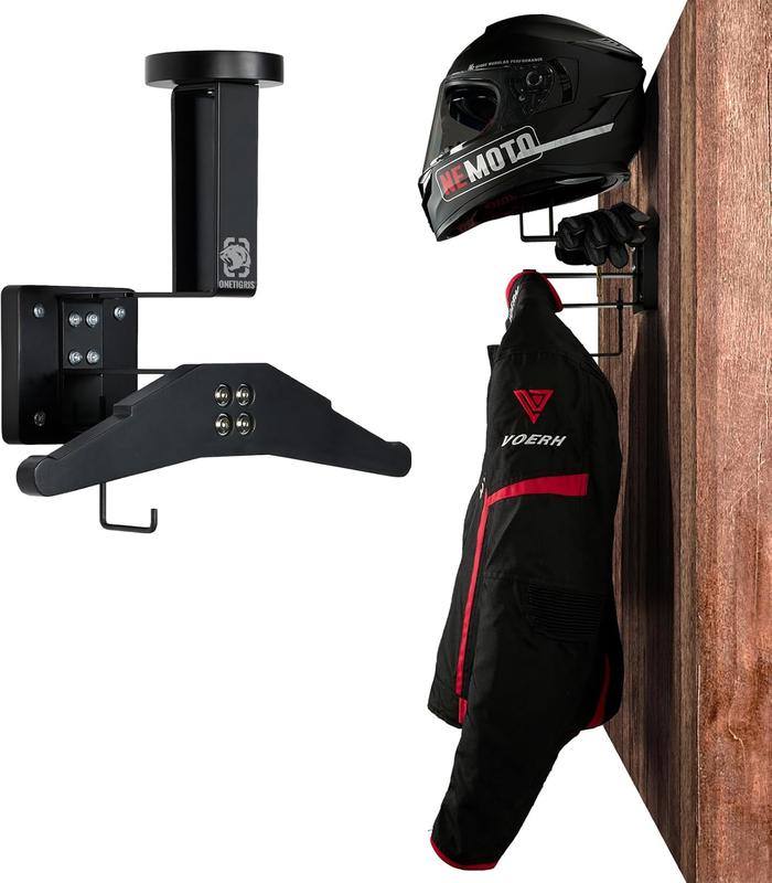 OneTigris Motorcycle Gear Wall Mount, Helmet Holder Stand Jacket Hanger