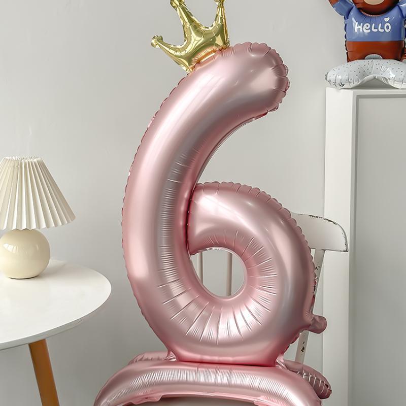 40 Inch Standing Number Crown Balloon, Birthday Party Number Balloon, Party Decoration Supplies