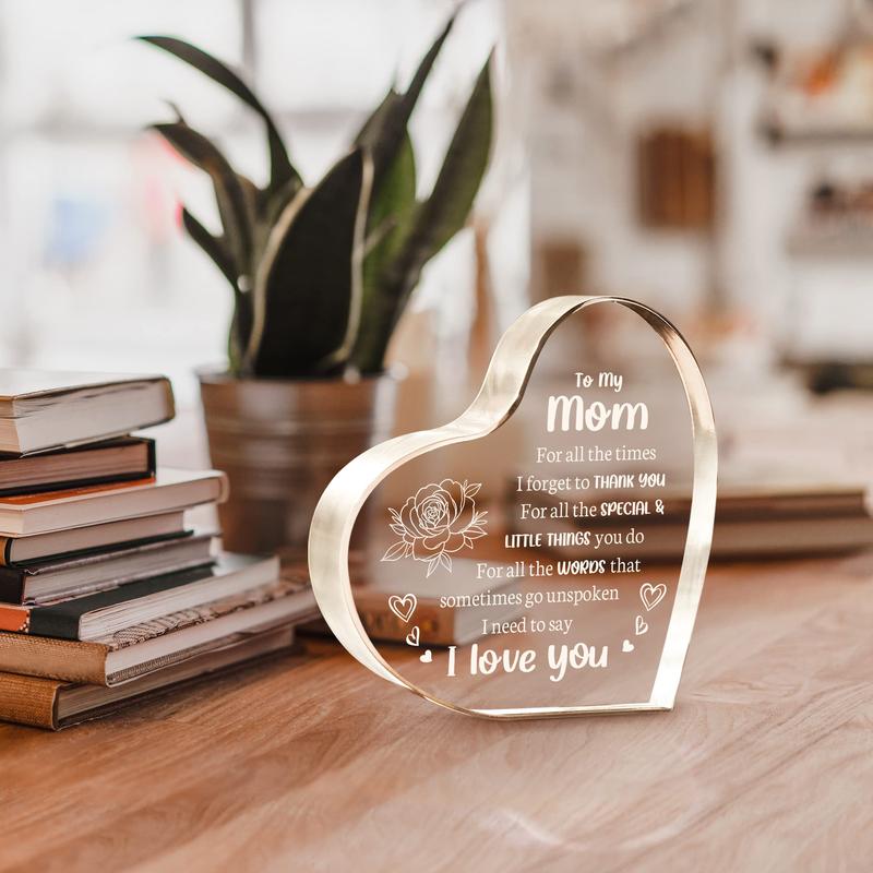 Gifts for Mom, Mom Christmas Gifts - Acrylic Keepsake 3.9x3.9 Inch - I Love You Mom Birthday Gifts from Son - Best Mothers Day Valentines Day Gifts for Mom