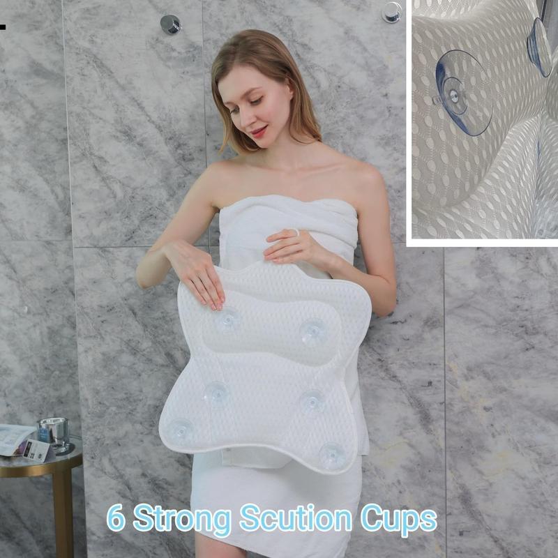 Luxury Bath Pillow - Ergonomic Bathtub Pillow for Head and Neck, Soft 4D Mesh Fabric with 6 Non-Slip Suction Cups, Relaxing Spa Gift