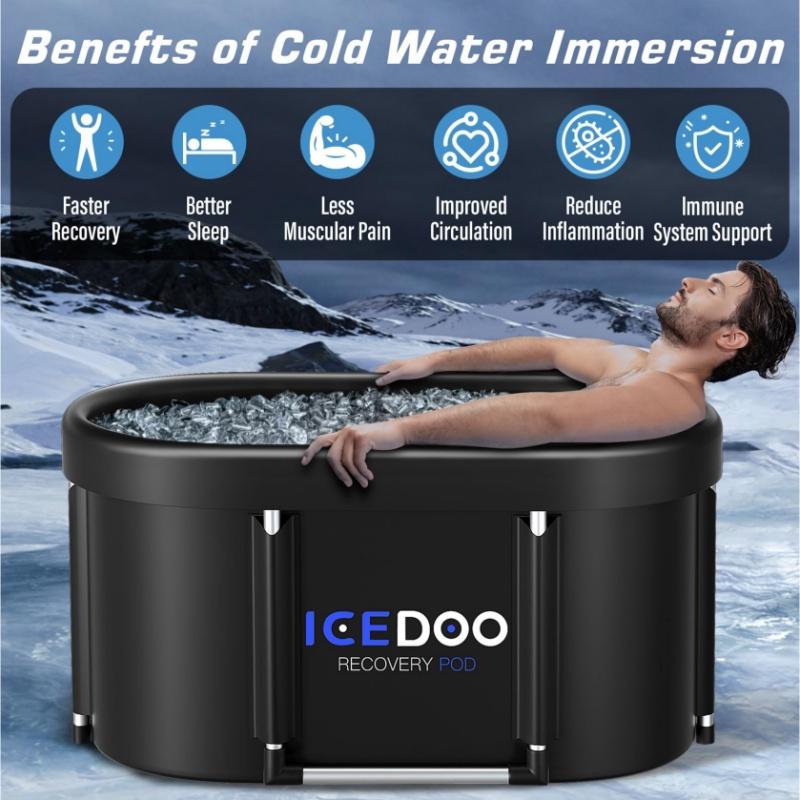 Upgrade XL 129 Gal Large Oval Ice Bath Tub for Athletes,Multiple Layered Portable Outdoor Cold Plunge Tub for Recovery,Cold Plunge for Family-Foldable Ice Baths for Home,Gyms,Indoor use, Cold Plunge Tub, Cold Plunge, Ice Plunge Tub