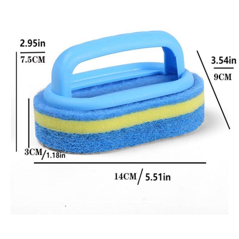 Bathroom Sponge Scrubber, 1 Count Cleaning Brush with Handle, Household Bathroom Cleaning Tool for Tub Tile