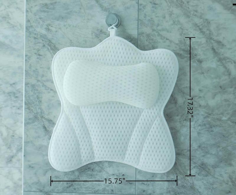 Luxury Bath Pillow - Ergonomic Bathtub Pillow for Head and Neck, Soft 4D Mesh Fabric with 6 Non-Slip Suction Cups, Relaxing Spa Gift