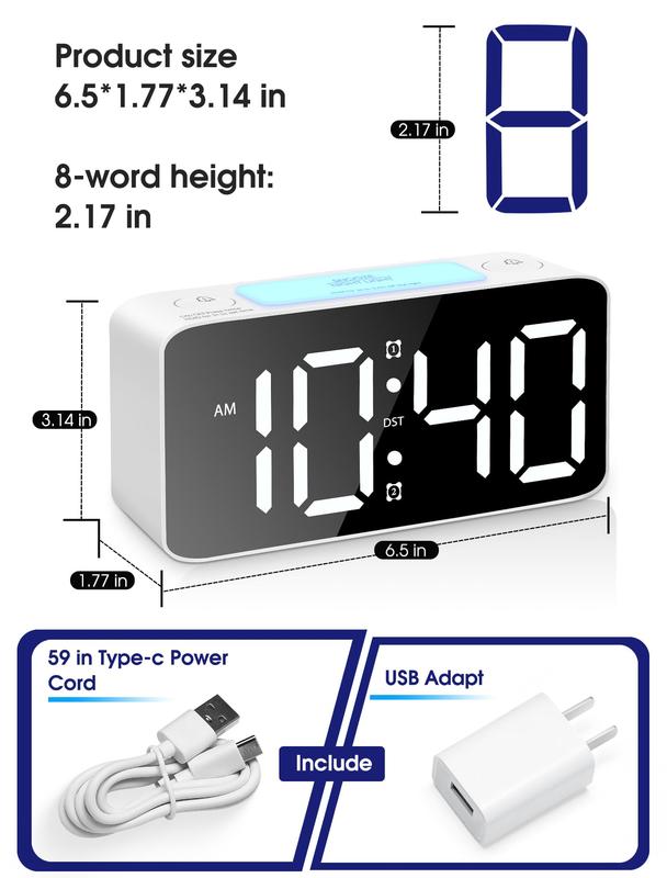 Super Loud Alarm Clock for Heavy Sleepers Adults,Digital Clock with 7 Color NightLight,Adjustable Volume,USB Charger,Small Clocks for Bedrooms,Ok to Wake Up for Kids,Teens (White+RGB)